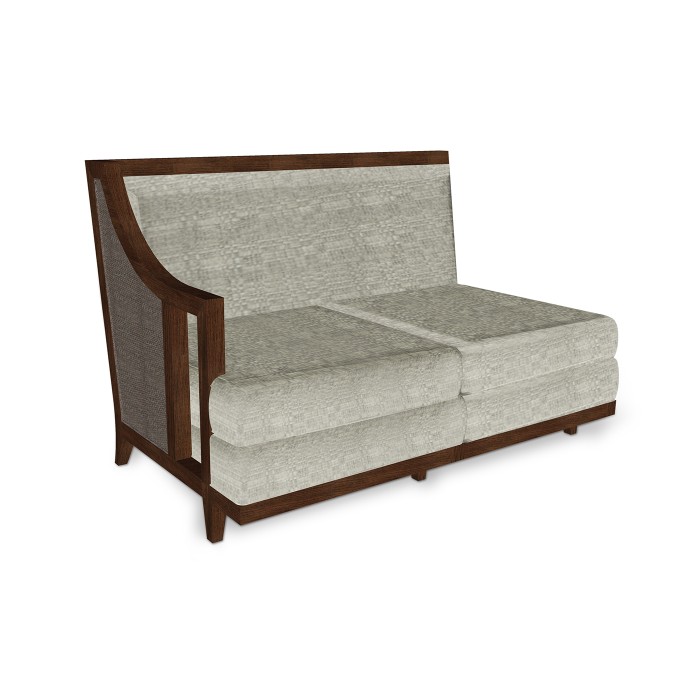 Walnut & Dark Grey Rattan Right Two-Seat Sofa Sectional 57