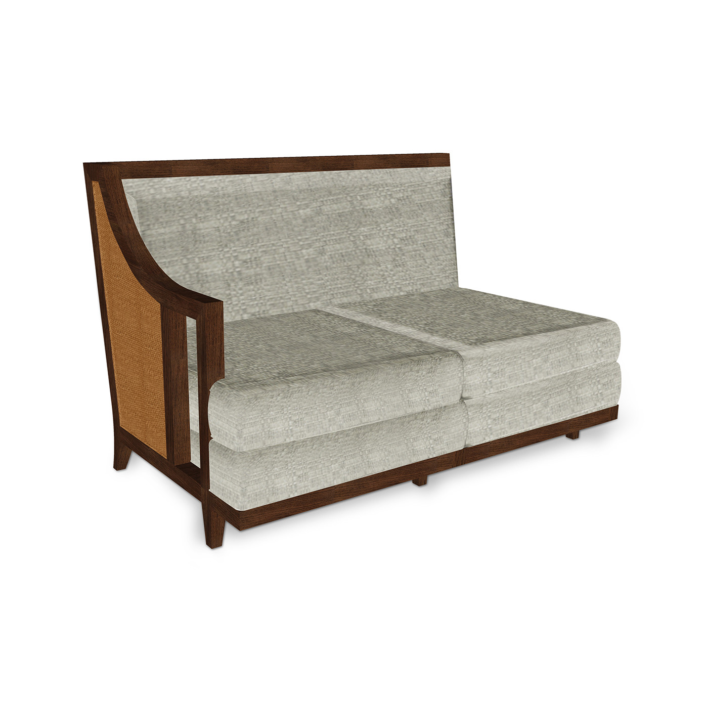 Walnut & Tan Rattan Right Two-Seat Sofa Sectional 57