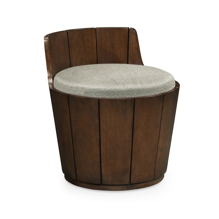 Swivel Walnut Storage Bucket Stool
