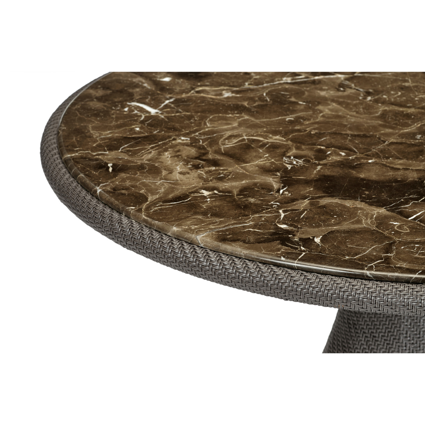 Round Dark Grey Rattan Dining Table with A Dark Marble Top 43