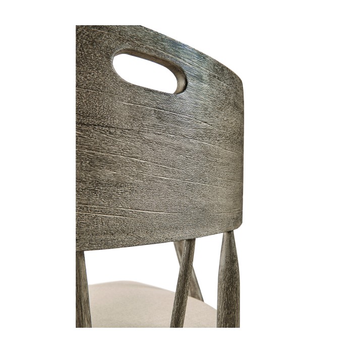 Smokers Style Grey & Rattan Dining Chair with Cushion