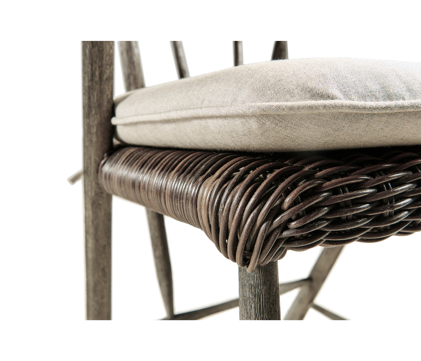 Smokers Style Grey & Rattan Dining Chair with Cushion