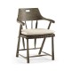 Smokers Style Grey & Rattan Dining Chair with Cushion