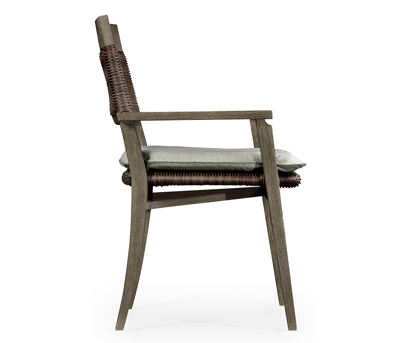 Square Back Grey & Rattan Dining Chair with Cushion