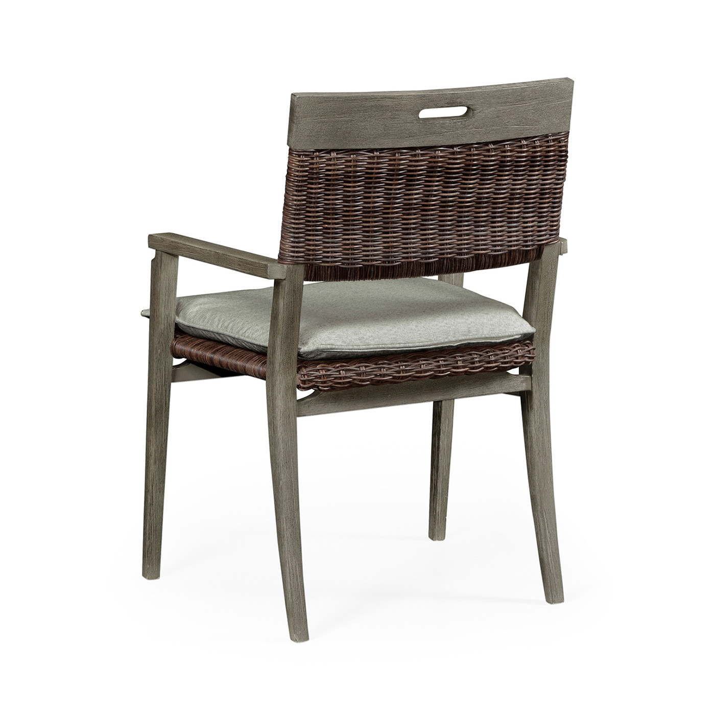 Square Back Grey & Rattan Dining Chair with Cushion