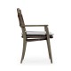 Square Back Grey & Rattan Dining Chair with Cushion