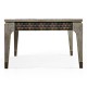 Rectangular Grey & Rattan Coffee Table with a Black Marble Top