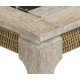 Rectangular Navajo Sand & Rattan Coffee Table with a Black Marble Top