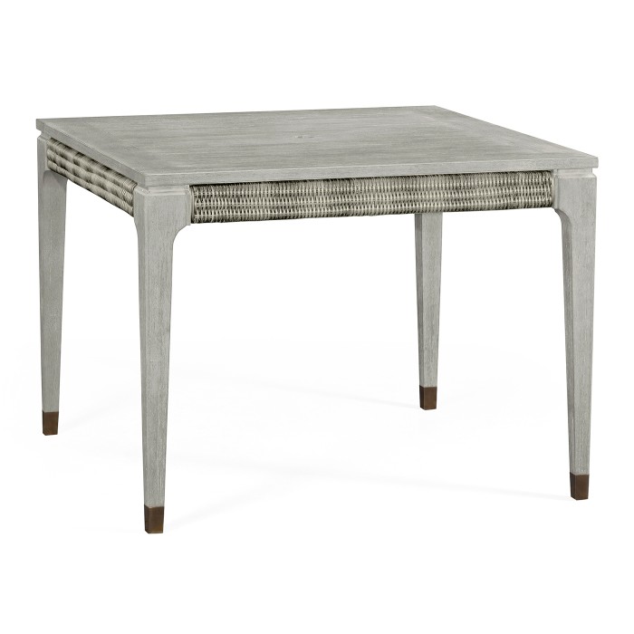 Square Cloudy Grey & Rattan Dining Table 40