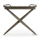 Rectangular Folding Grey & Antique Brass Tray Console Table