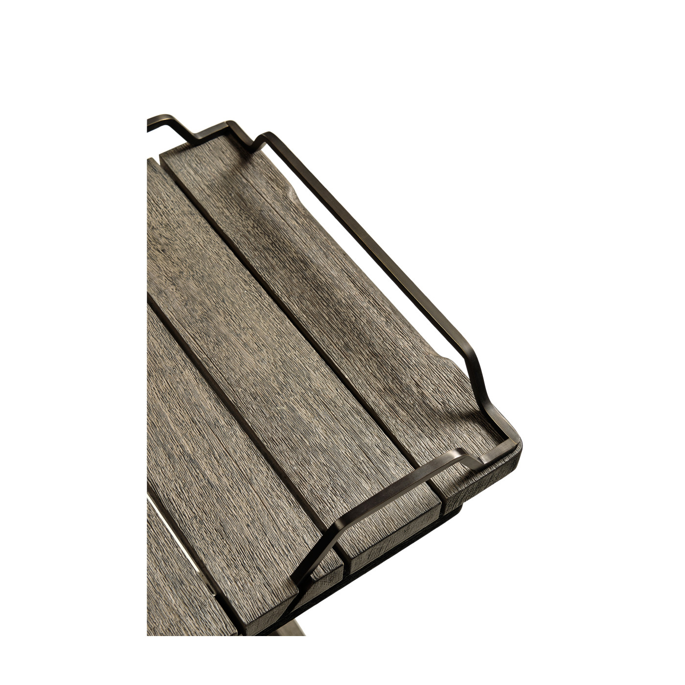 Rectangular Folding Grey & Antique Brass Tray Console Table