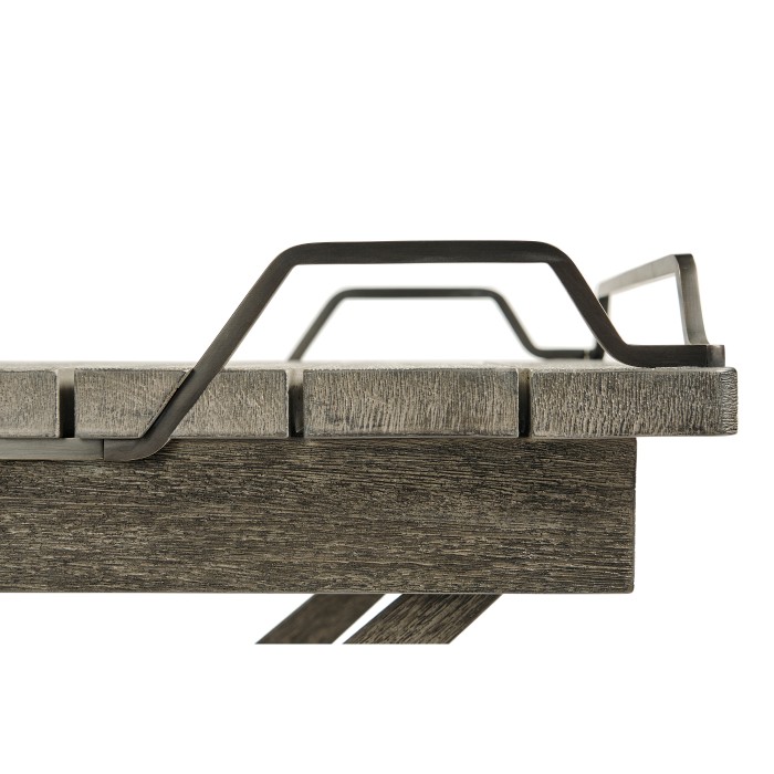 Rectangular Folding Grey & Antique Brass Tray Console Table