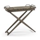 Rectangular Folding Grey & Antique Brass Tray Console Table