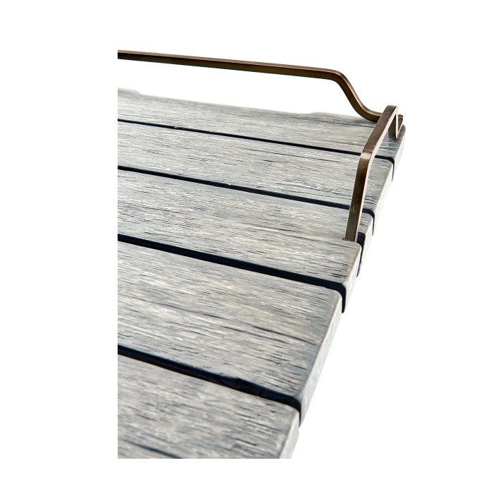 Rectangular Folding Cloudy Grey & Antique Brass Tray Console Table