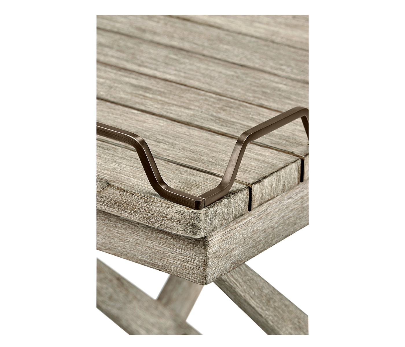 Rectangular Folding Navajo Sand & Antique Brass Tray Console Table