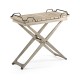 Rectangular Folding Navajo Sand & Antique Brass Tray Console Table