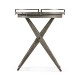 Round Folding Grey & Antique Brass Tray End Table