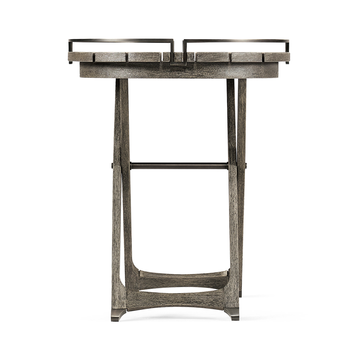 Round Folding Grey & Antique Brass Tray End Table