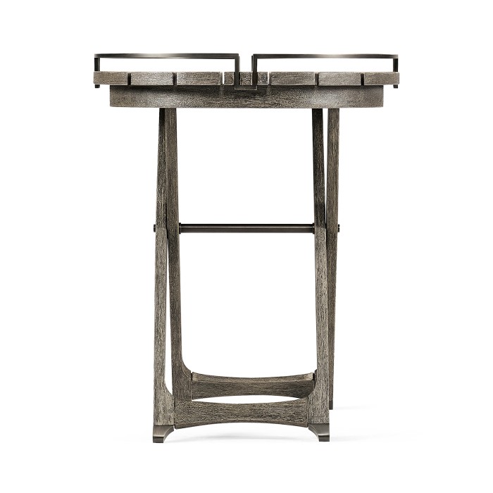 Round Folding Grey & Antique Brass Tray End Table