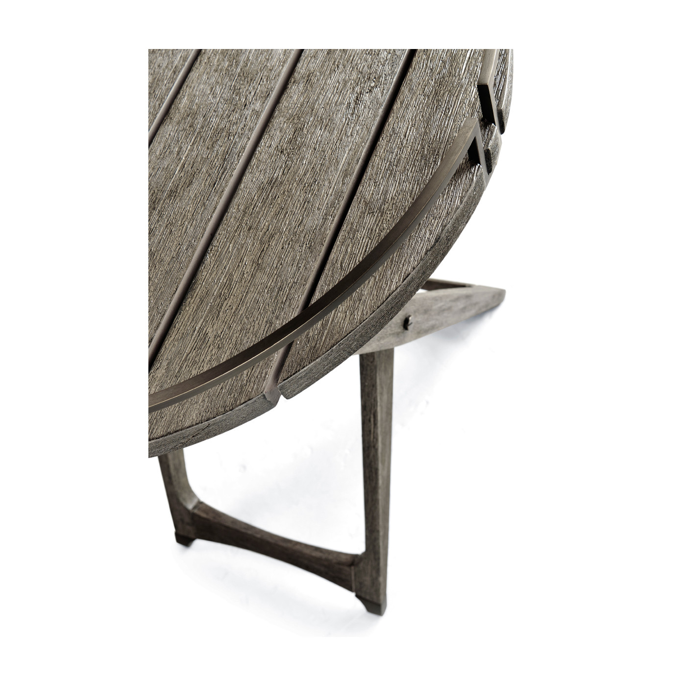 Round Folding Grey & Antique Brass Tray End Table
