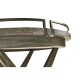 Round Folding Grey & Antique Brass Tray End Table