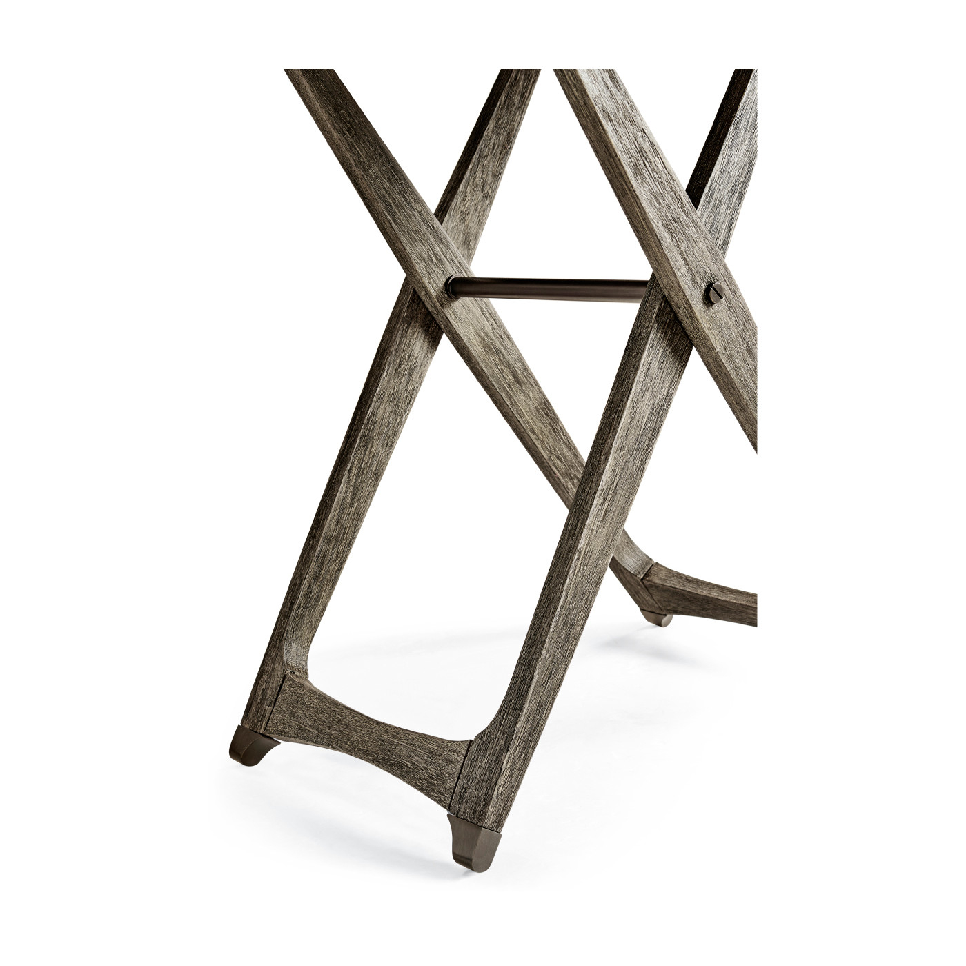 Round Folding Grey & Antique Brass Tray End Table