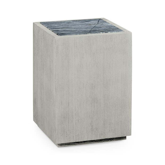 Square Cloudy Grey End Table with a Light Marble Top