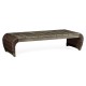 Rectangular Grey & Rattan Cocktail Table with Curved Ends