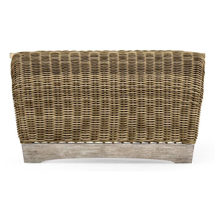Rectangular Navajo Sand & Rattan Cocktail Table with Curved Ends