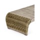 Rectangular Navajo Sand & Rattan Cocktail Table with Curved Ends