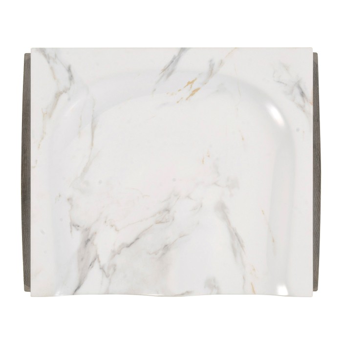 Rectangular Grey & Faux White Marble Storage Stool