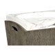 Rectangular Grey & Faux White Marble Storage Stool