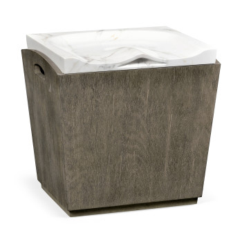Rectangular Grey & Faux White Marble Storage Stool
