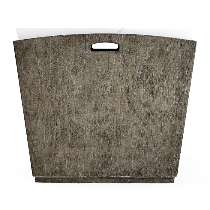 Rectangular Grey & Faux White Marble Storage End Table