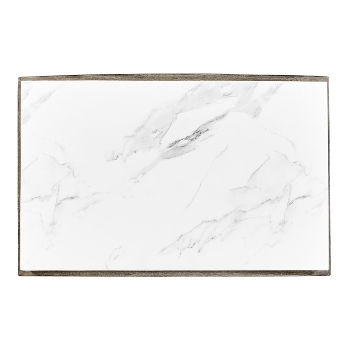 Rectangular Grey & Faux White Marble Storage End Table