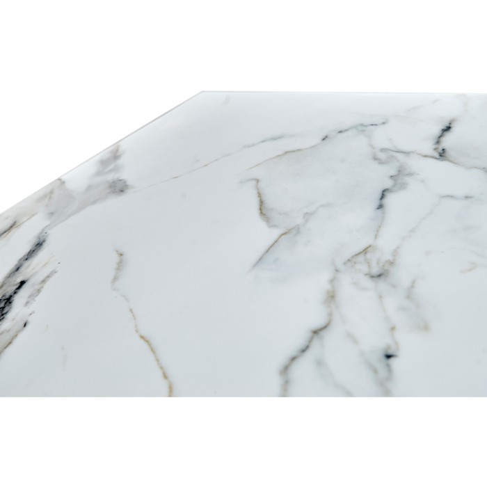 Rectangular Grey & Faux White Marble Storage End Table