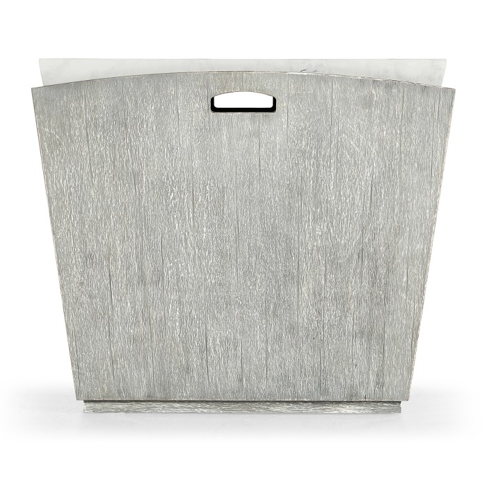 Rectangular Cloudy Grey & Faux White Marble Storage End Table