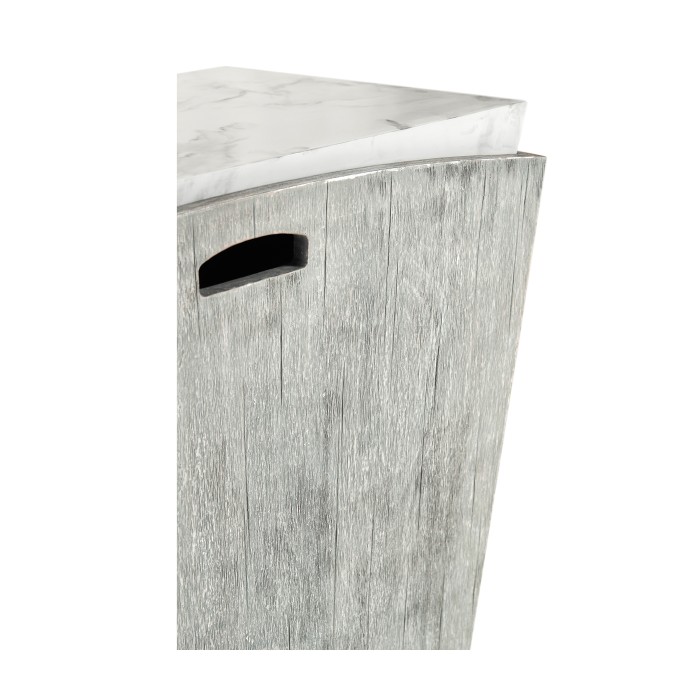 Rectangular Cloudy Grey & Faux White Marble Storage End Table