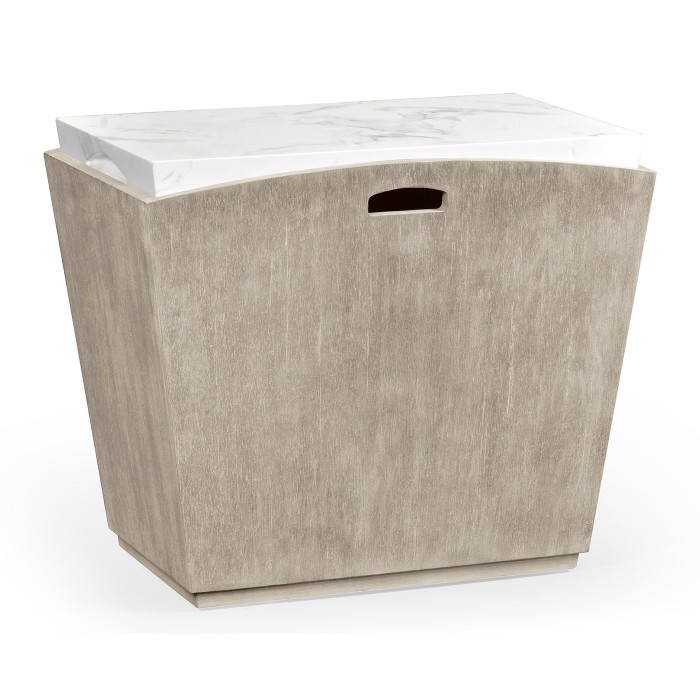 Rectangular Navajo Sand & Faux White Marble Storage End Table