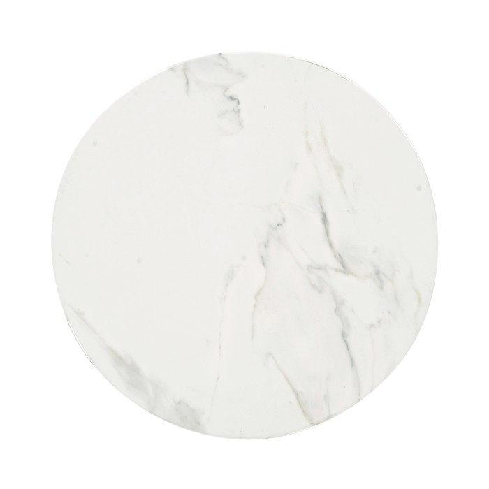 Horn Shaped Faux White & Grey Marble End Table