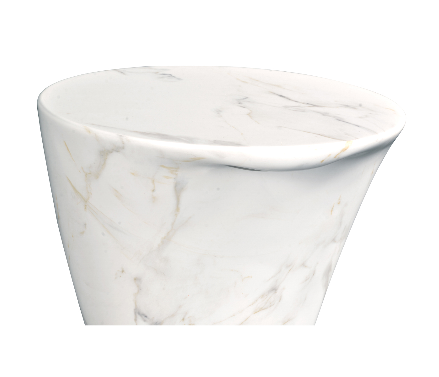 Horn Shaped Faux White & Grey Marble End Table