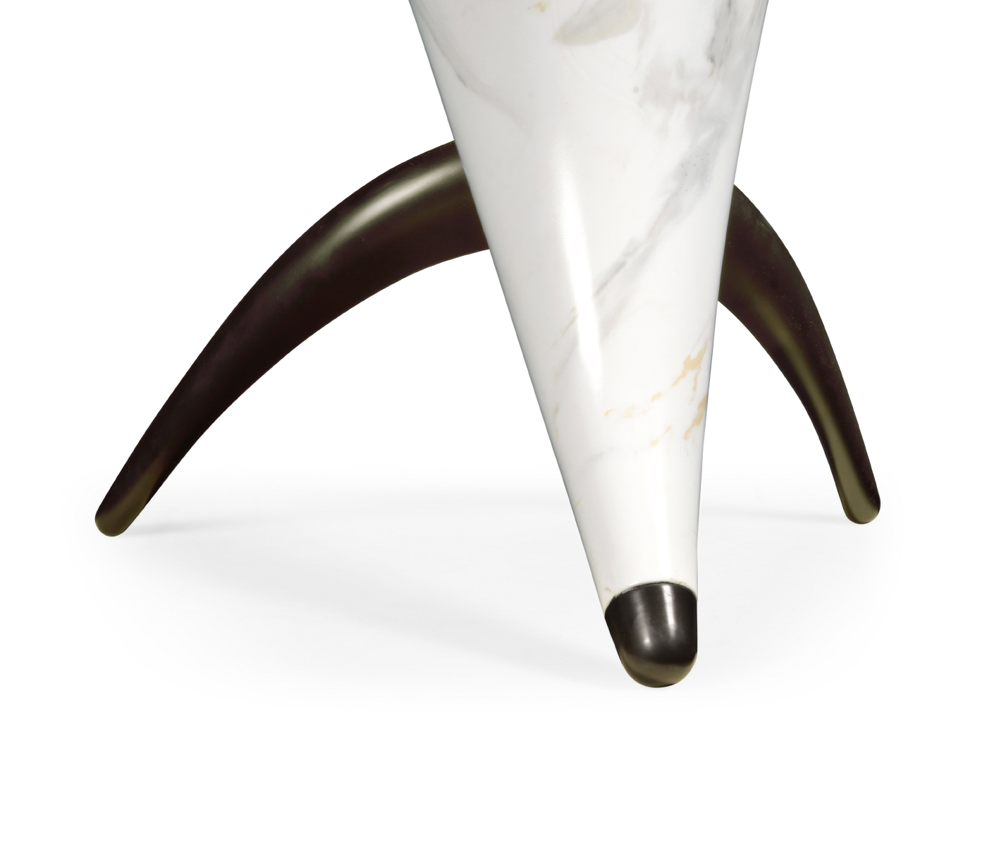 Horn Shaped Faux White & Grey Marble End Table
