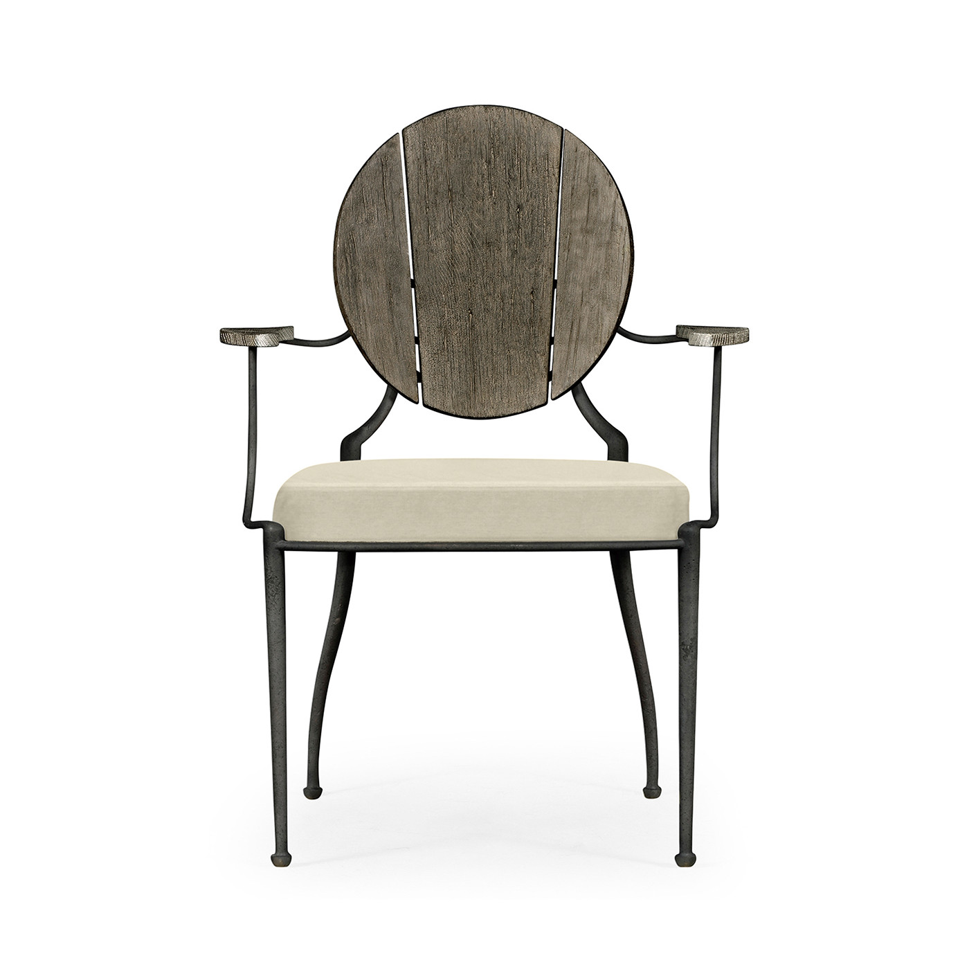 Circle Back Grey & Iron Dining Arm Chair