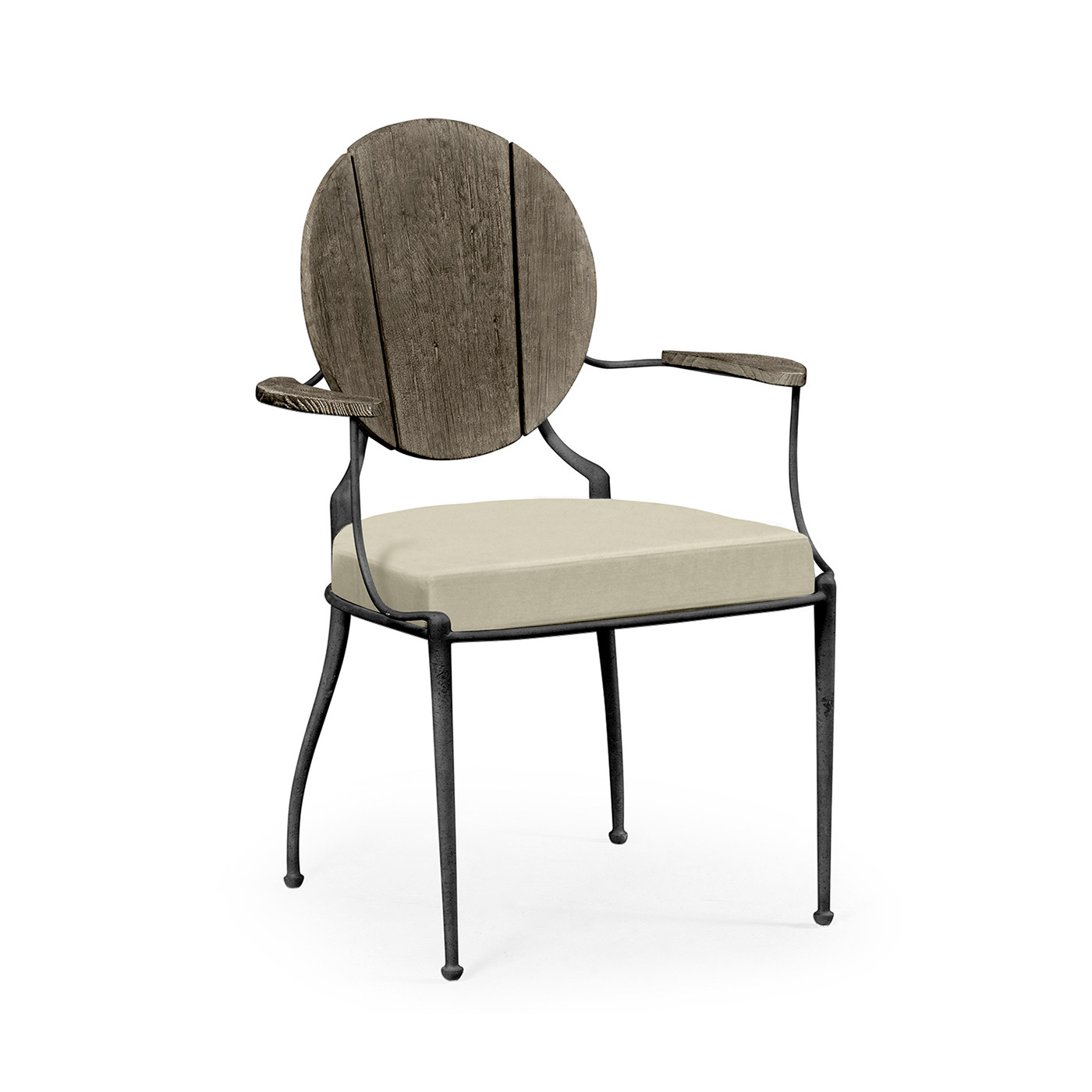 Circle Back Grey & Iron Dining Arm Chair