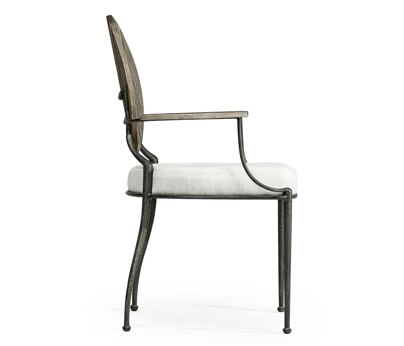 Circle Back Grey & Iron Dining Arm Chair