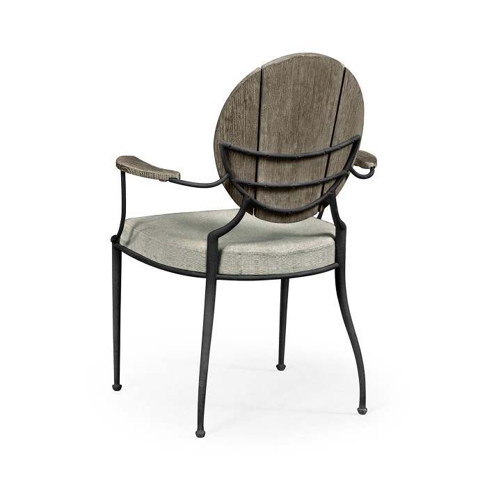 Circle Back Grey & Iron Dining Arm Chair