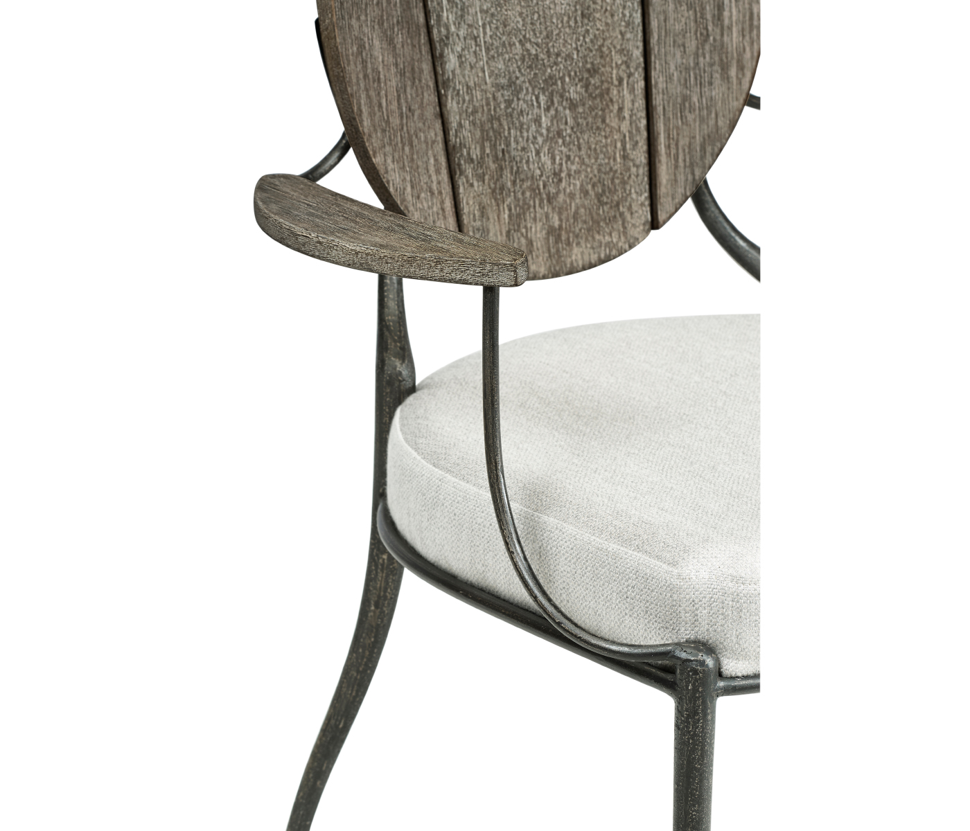 Circle Back Grey & Iron Dining Arm Chair