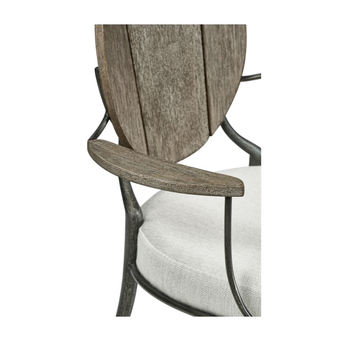 Circle Back Grey & Iron Dining Arm Chair
