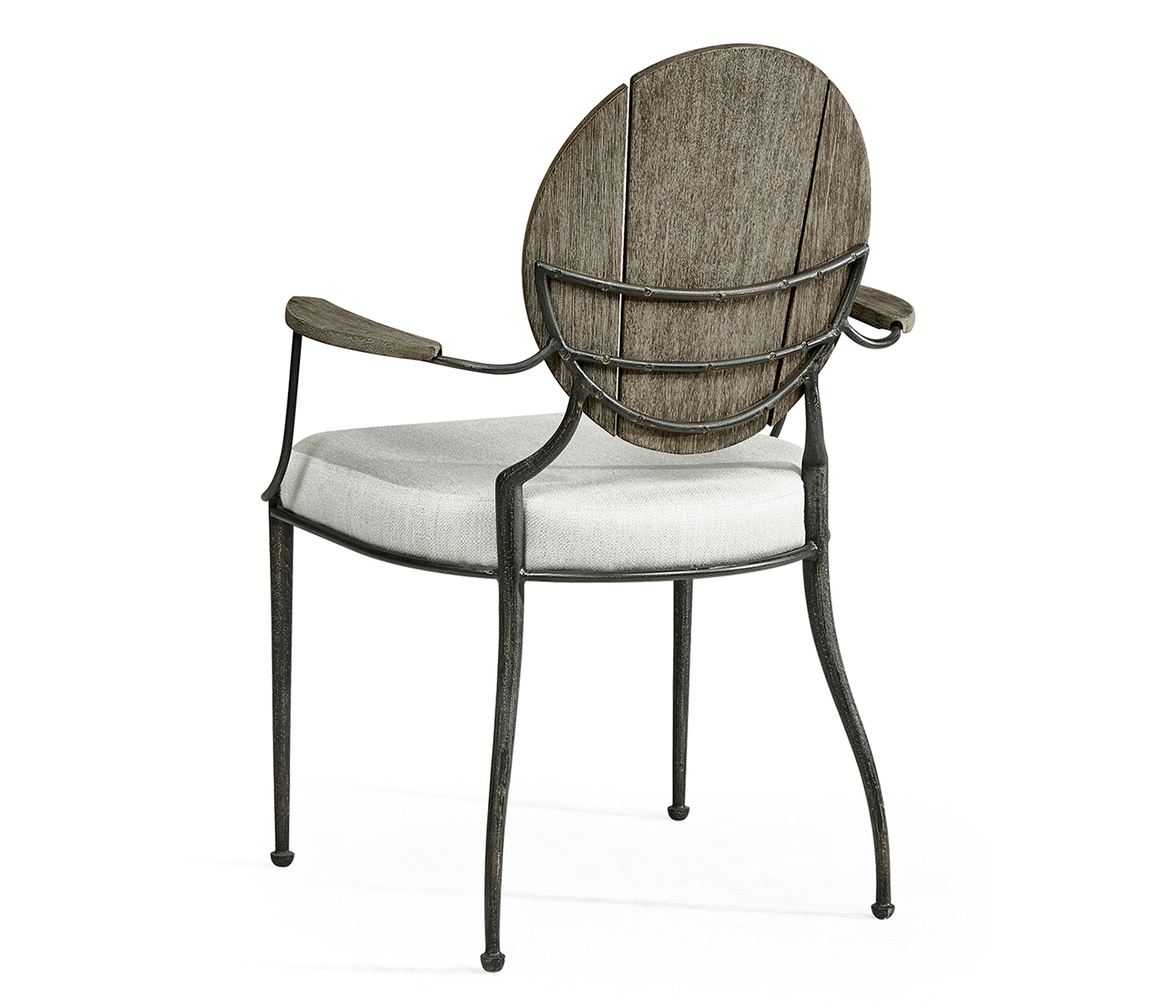 Circle Back Grey & Iron Dining Arm Chair