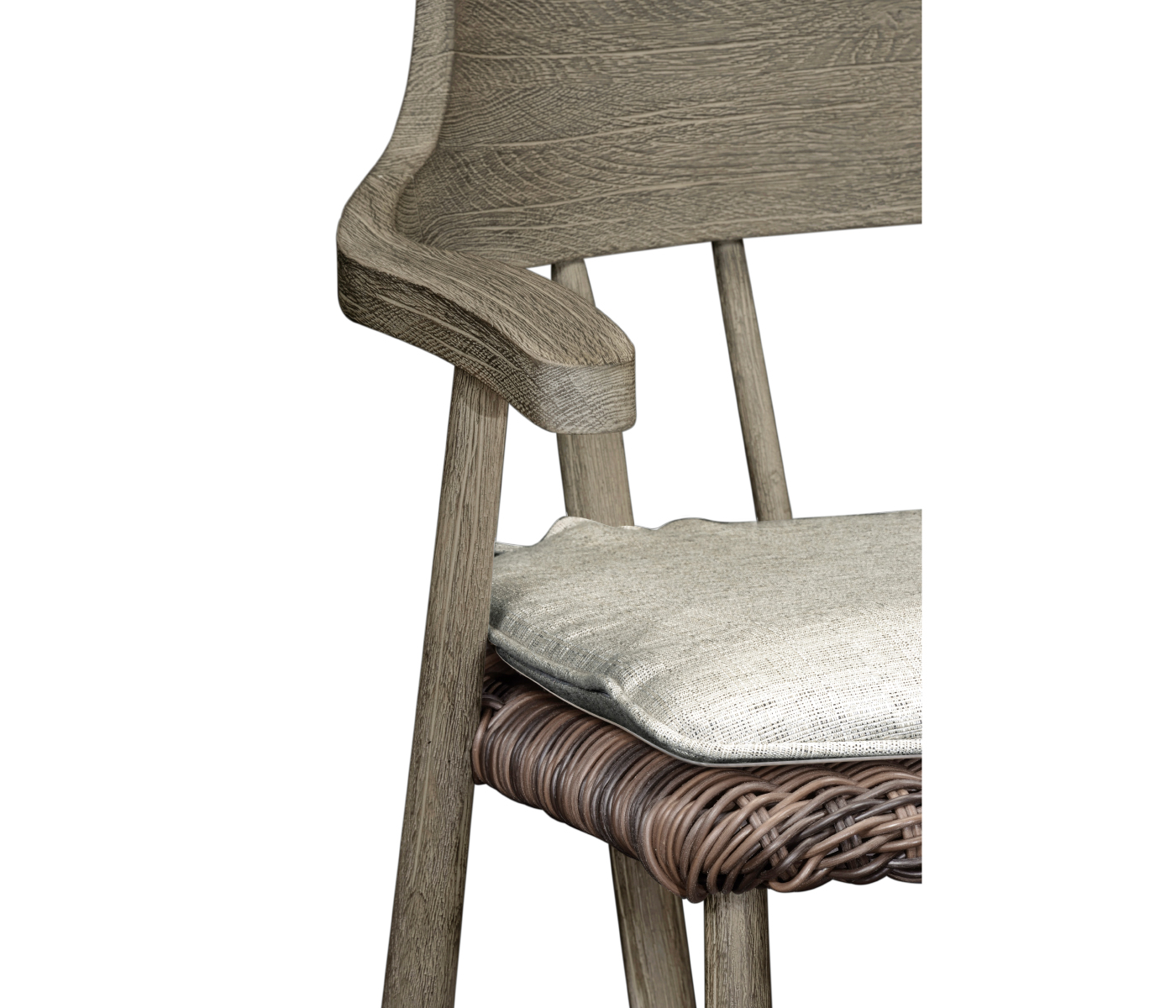Smokers Style Grey & Rattan Bar Stool with Cushion
